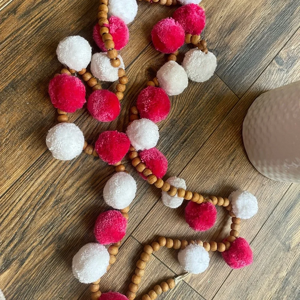 Pink & White Anthropologie Pom Pom Garland